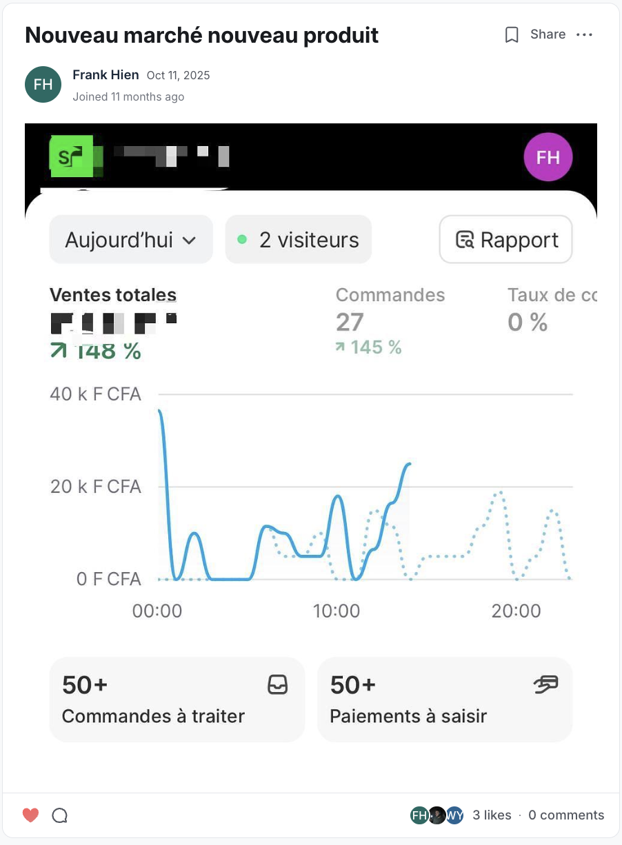 Résultat partagé par un membre du programme EcomLiberty (capture 19)