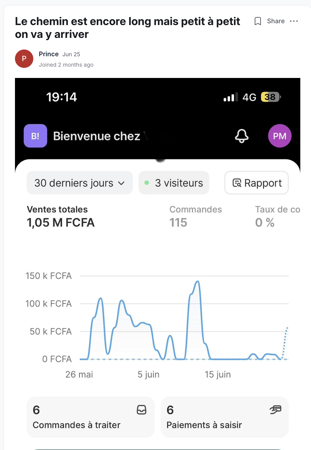 Résultat partagé par un membre du programme EcomLiberty (capture 2)